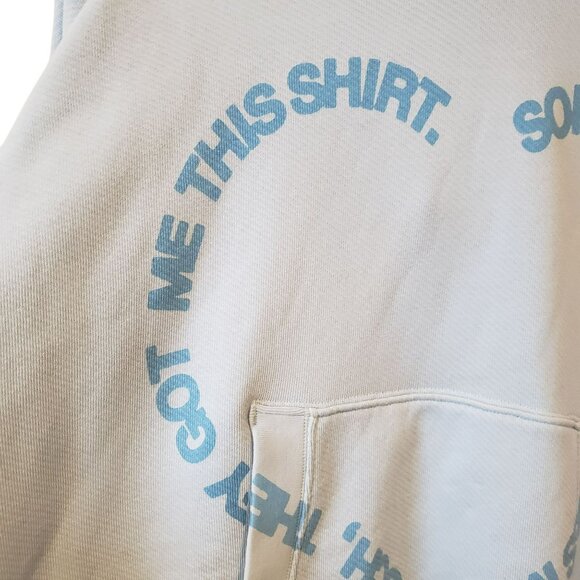 Le Pere Blue Heart Domo Hooded Sweatshirt Drawstring Hoodie Mens XS - Picture 6 of 10